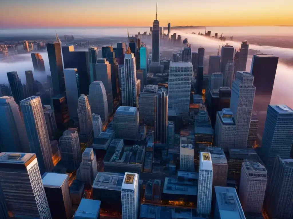 Metropolis fusionada: mercado inmobiliario posfusión Vibrante ciudad fusionando elementos tradicionales y modernos en el futuro mercado inmobiliario local postfusión