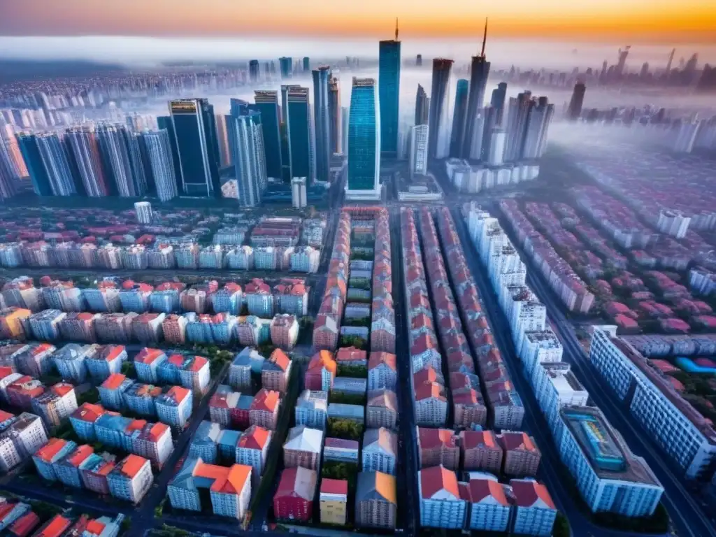 Contraste urbano: auge inmobiliario en ciudad emergente Vibrante ciudad emergente con demanda vivienda economías emergentes