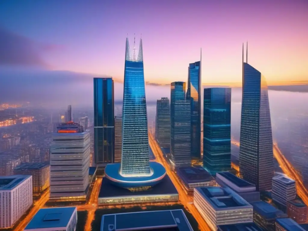 Cityscape nocturno: mercado inmobiliario global en acción Vibrante ciudad al anochecer, reflejando la energía de los mercados inmobiliarios globales y eventos