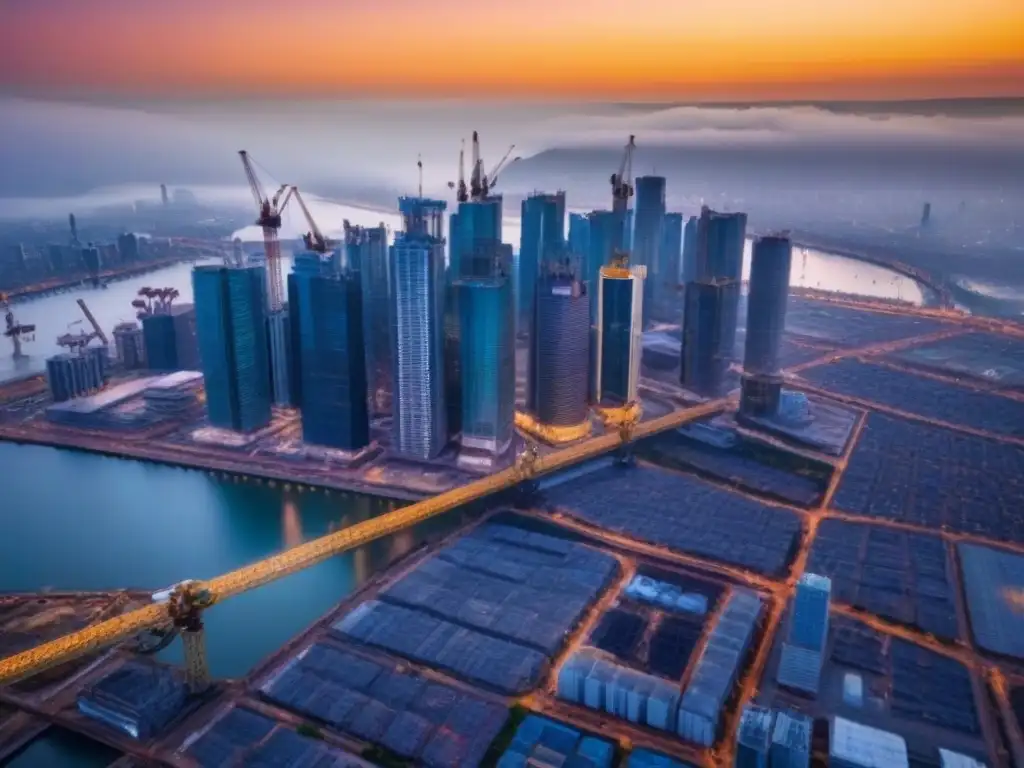 Transformación urbana: metrópolis en crecimiento y evolución Vibrante ciudad extranjera en crecimiento con proyectos de construcción en disputas legales