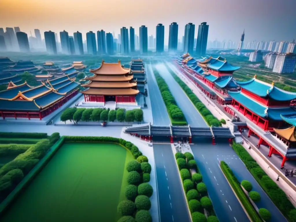 Contraste urbano: historia china y modernidad en la Ruta de la Seda Vibrante ciudad de la Franja y la Ruta: contraste entre lo antiguo y lo moderno, ideal para inversiones inmobiliarias internacionales Franja Ruta