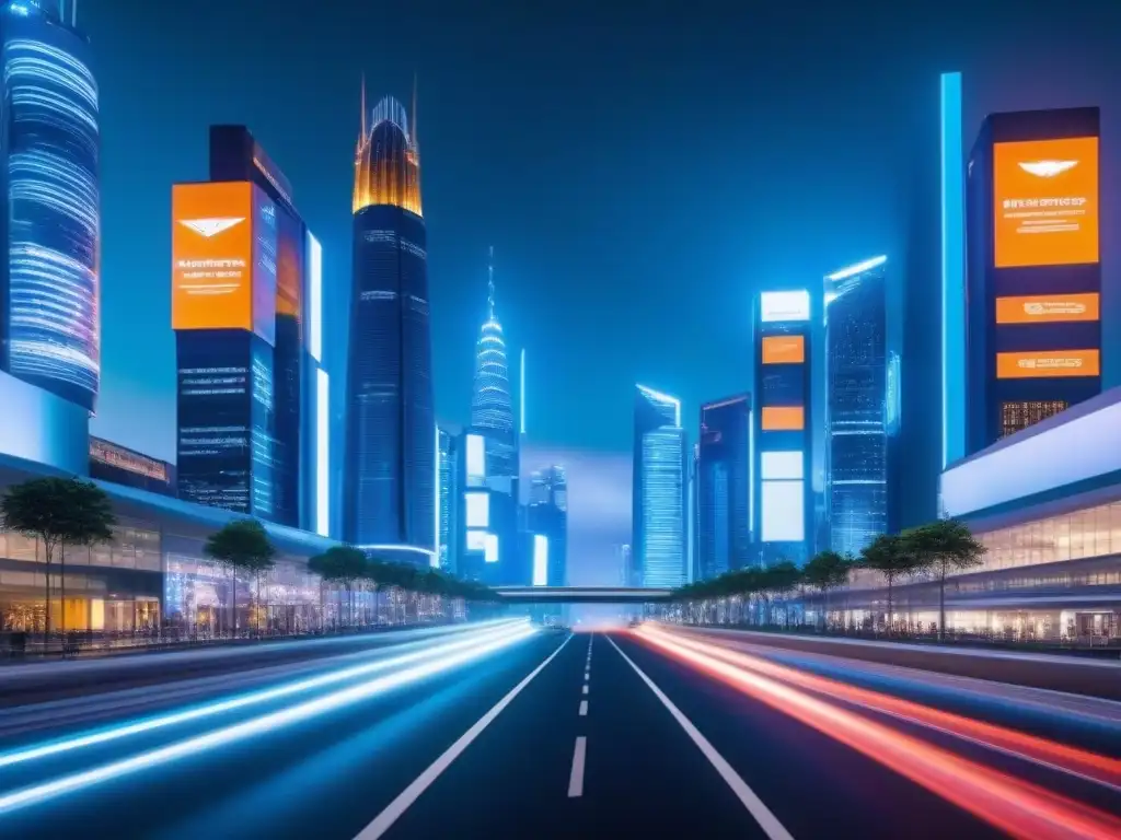 Metrópolis futurista: tecnología avanzada y progreso Vibrante ciudad futurista de alta tecnología liderando propiedades hightech en la noche