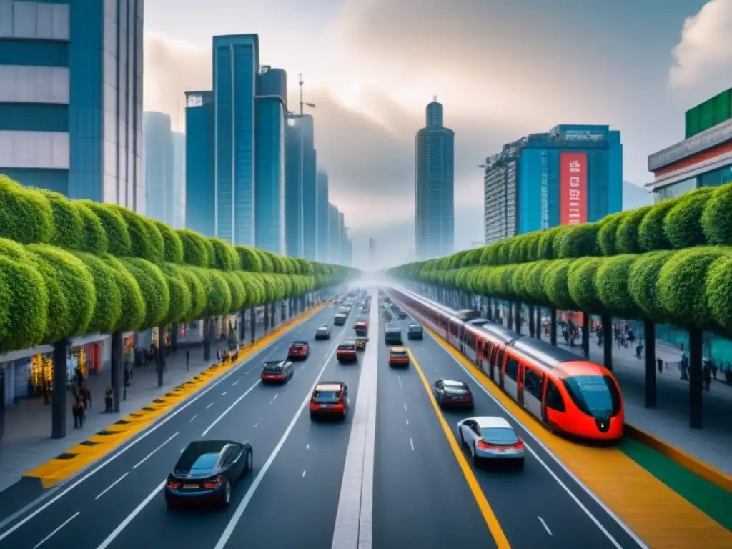 Futurismo urbano en México: ciudad innovadora y sostenible Vibrante ciudad futurista en México con innovación arquitectónica y sustentabilidad, reflejando la inversión inmobiliaria
