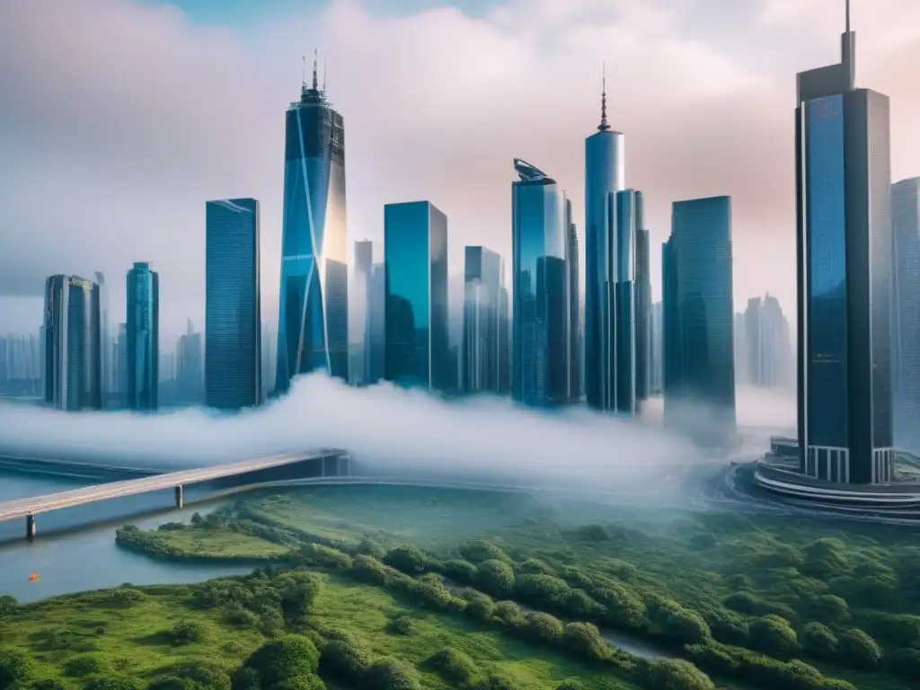Metrópolis futurista: jóvenes innovadores transforman el paisaje urbano Vibrante ciudad futurista con arquitectura moderna y la Generación Z en mercado inmobiliario