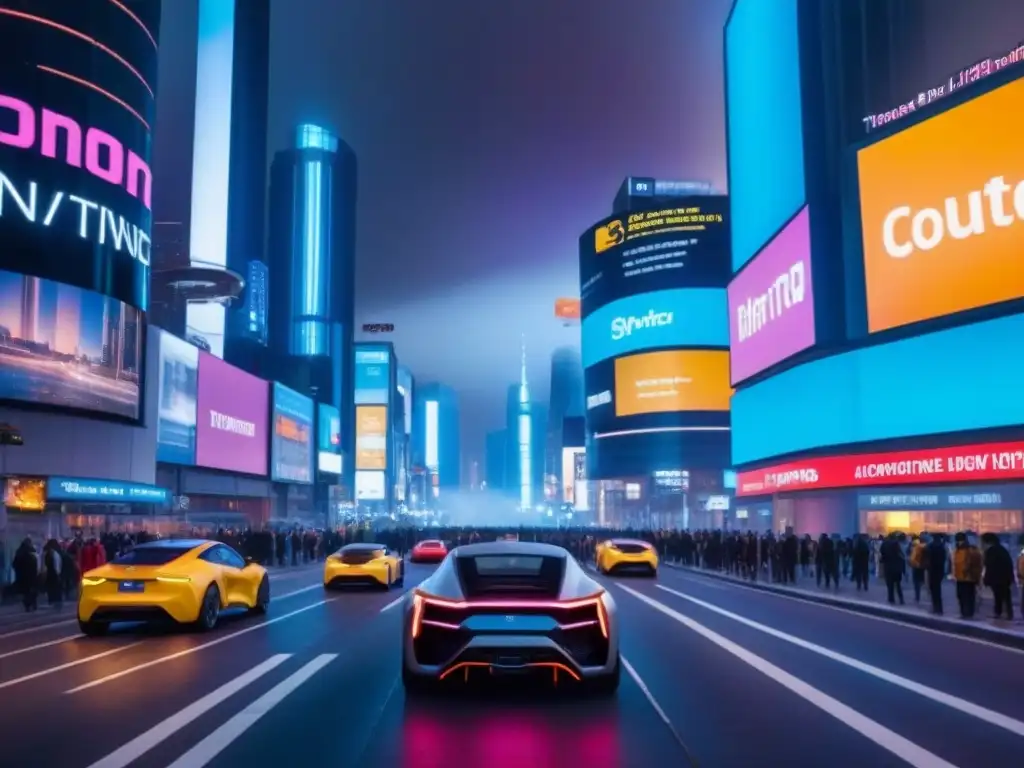 Metrópolis futurista en 8k: luces neón y alta tecnología Vibrante ciudad futurista al anochecer con innovación y regulación tiempo compartido inversión internacional