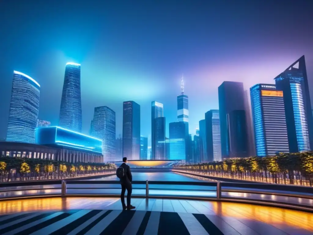 Horizonte urbano futurista con datos de criptomonedas en 8k Vibrante ciudad futurista con criptomonedas en el mercado inmobiliario