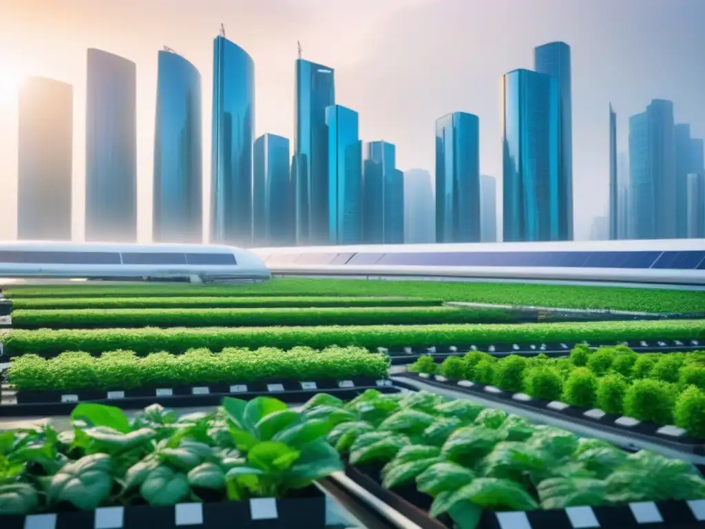 Metrópolis sostenible: edificios verdes en ciudad futurista Vibrante ciudad futurista con edificios sostenibles y tecnologías verdes