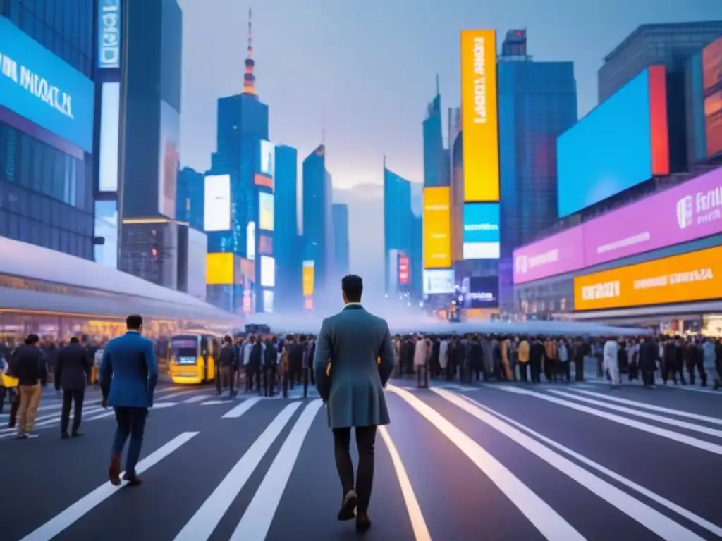 Metrópolis futurista: innovación y tecnología en armonía urbana Vibrante ciudad futurista al anochecer, fusionando innovación en un entorno urbano