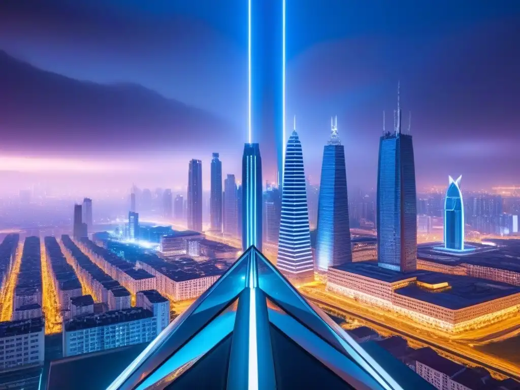 Metrópolis global: fusión arquitectónica futurista Vibrante ciudad futurista fusionando estilos arquitectónicos globales