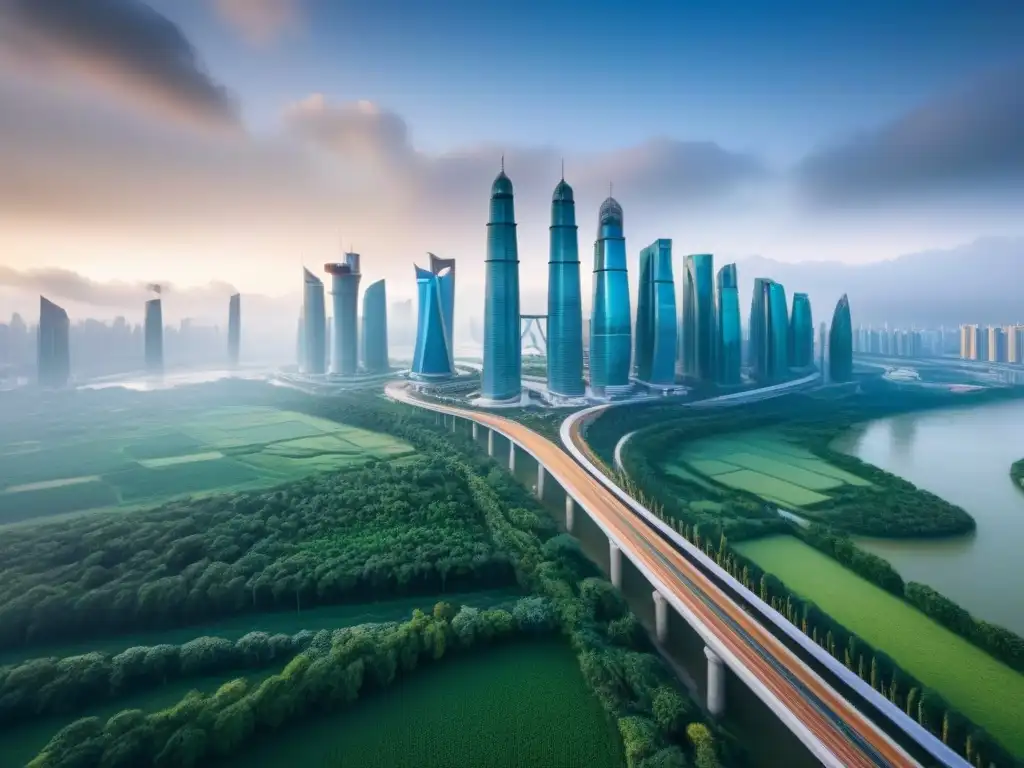 Metrópolis futurista: impacto global de la Iniciativa Cinturón y Ruta Vibrante ciudad futurista muestra el Impacto Franja Ruta en el mercado inmobiliario global
