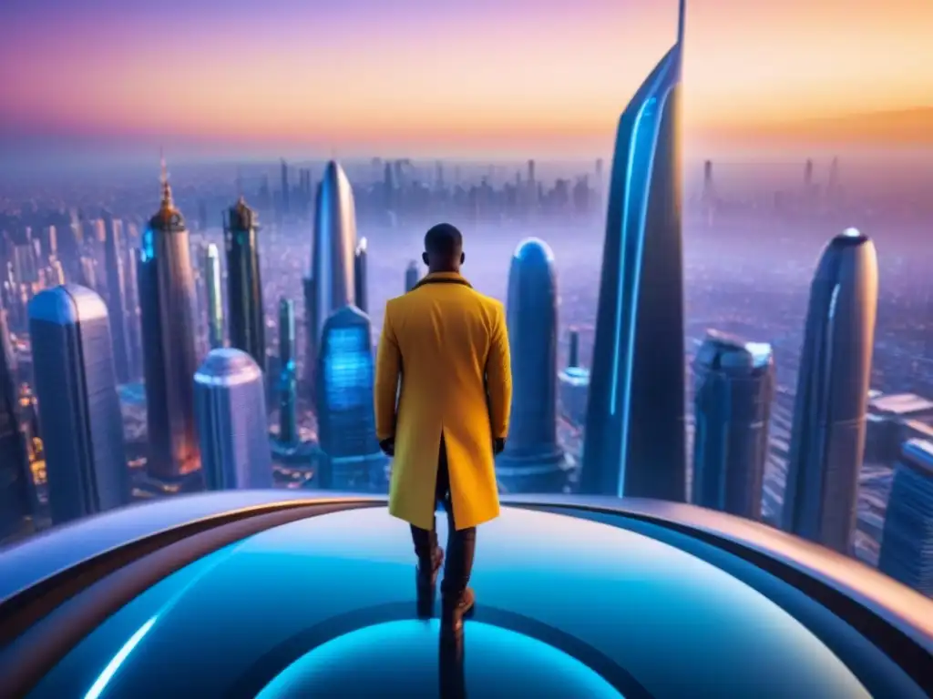 Metrópolis futurista: ciudad de cristal y acero en atardecer vibrante Vibrante ciudad futurista con oportunidades mercado inmobiliario emergentes