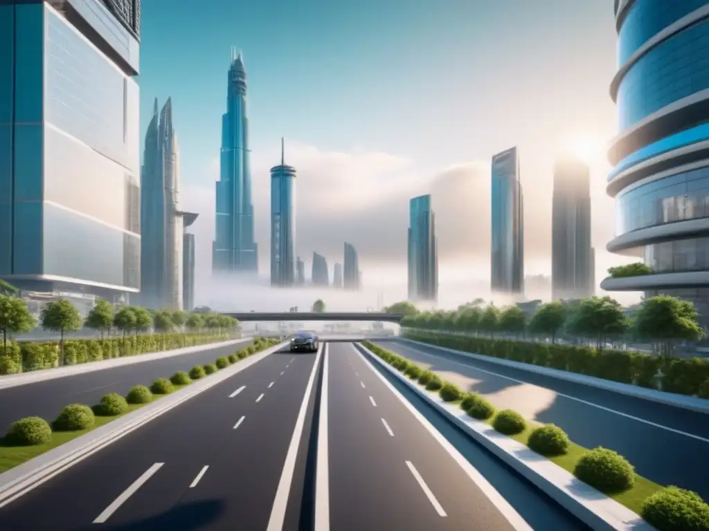 Metrópolis del futuro: innovación y resiliencia en el mercado inmobiliario postpandemia Vibrante ciudad futurista con rascacielos y tecnología de vanguardia, reflejando el mercado inmobiliario internacional post-pandemia