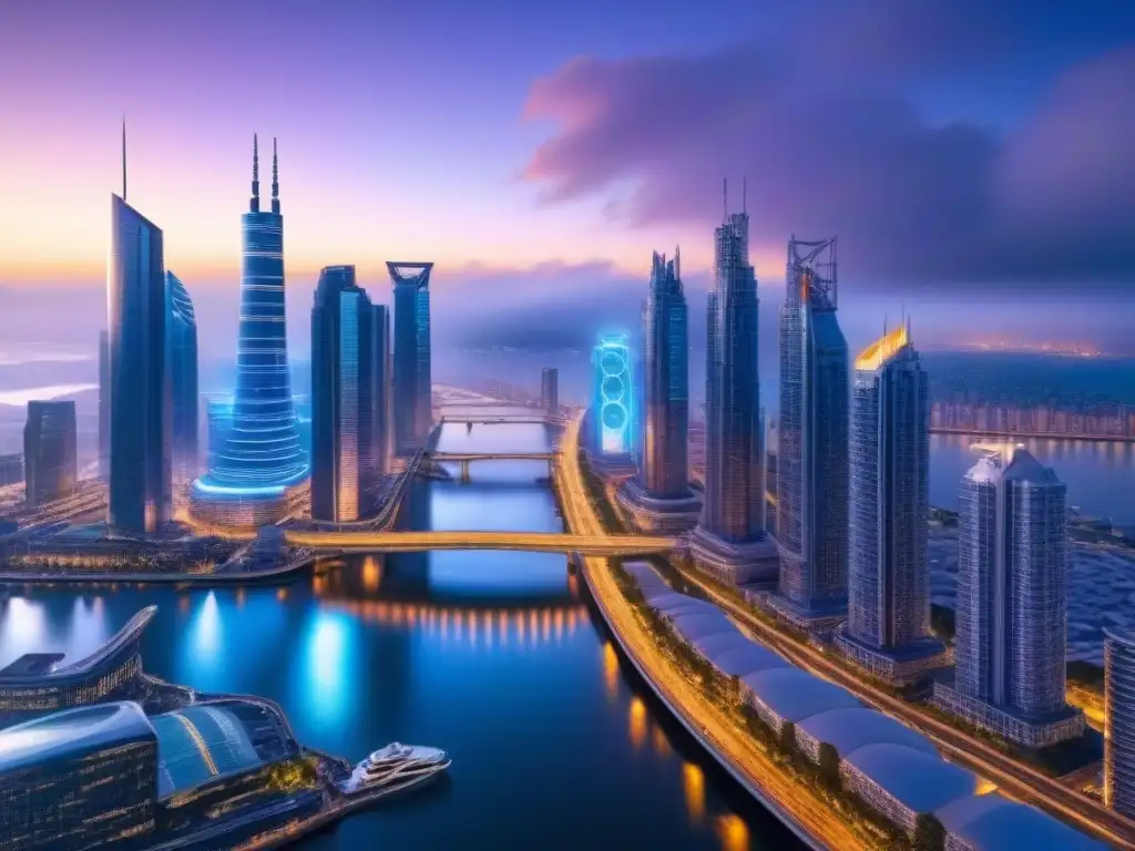 Metrópolis futurista: rascacielos, puentes y luces neon Vibrante ciudad futurista con rascacielos relucientes y luces neón, reflejando estrategias anticíclicas mercado inmobiliario