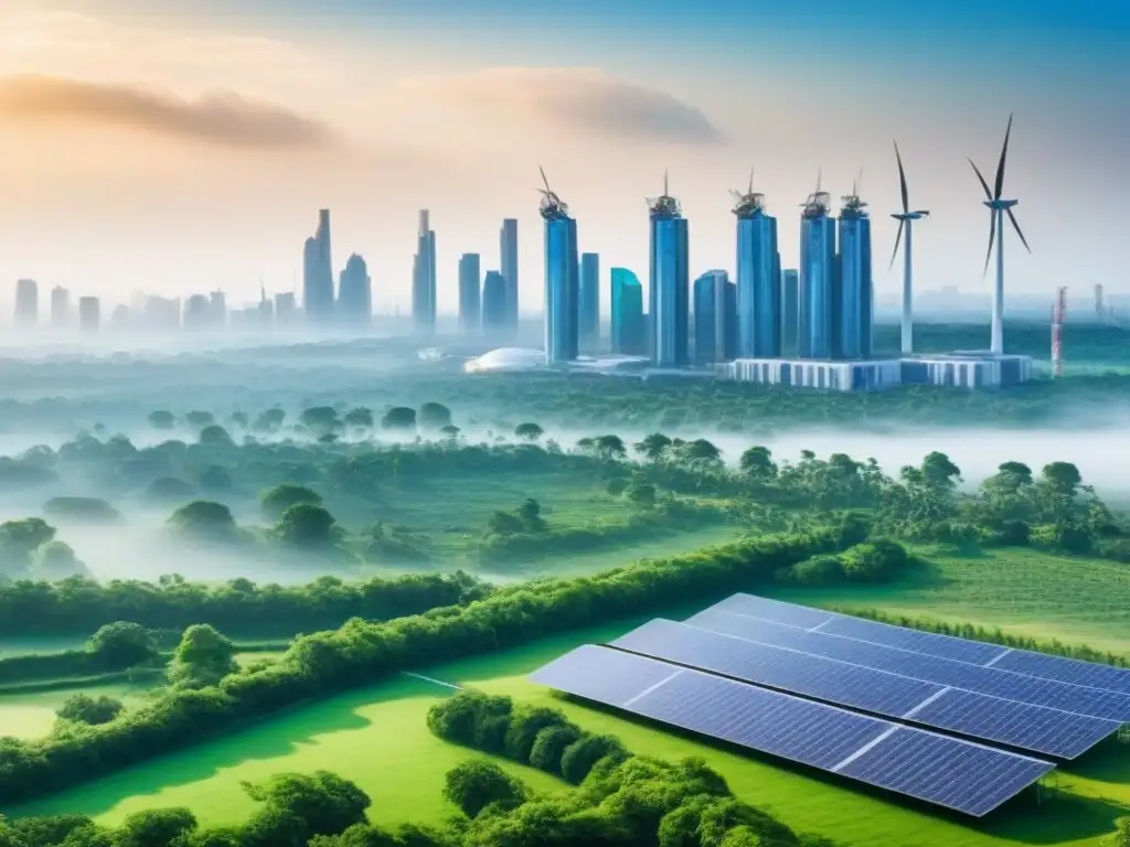 Metrópolis sostenible del futuro en 8K Vibrante ciudad futurista sostenible con arquitectura moderna y espacios verdes