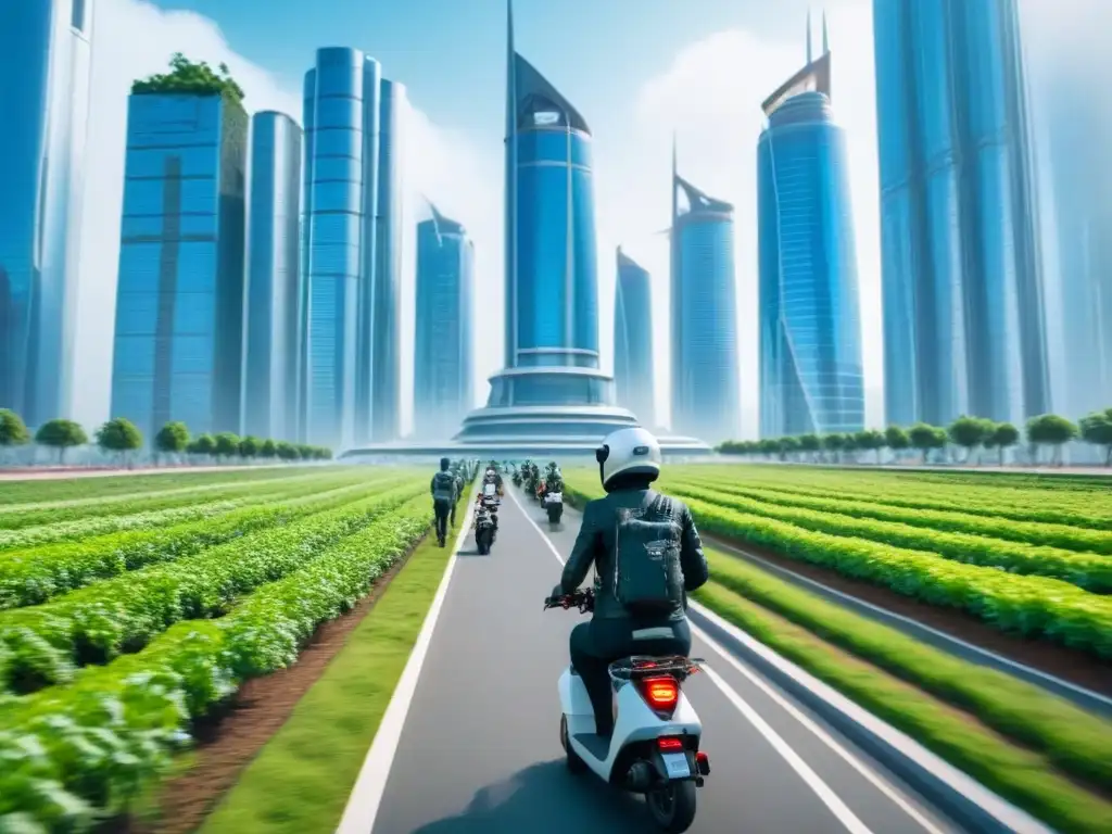 Futurista ciudad ecológica: escena urbana en 8k Vibrante ciudad futurista con tendencias migratorias mercado inmobiliario