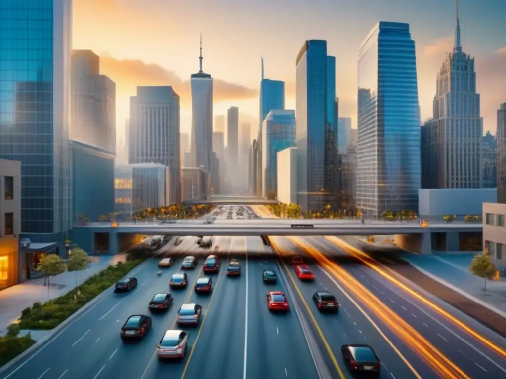 Cityscape en América del Norte: migración interna y mercado inmobiliario Vibrante ciudad en Norteamérica con impacto migración interna inmobiliaria