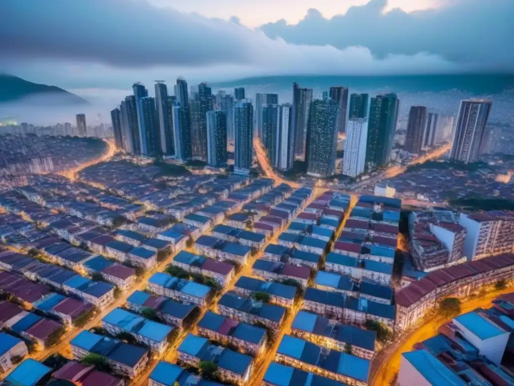 Vibrante panorama urbano en Latinoamérica: real estate en auge Vibrante ciudad en América Latina con rascacielos y bulliciosas calles, simbolizando la inversión inmobiliaria y políticas de la región