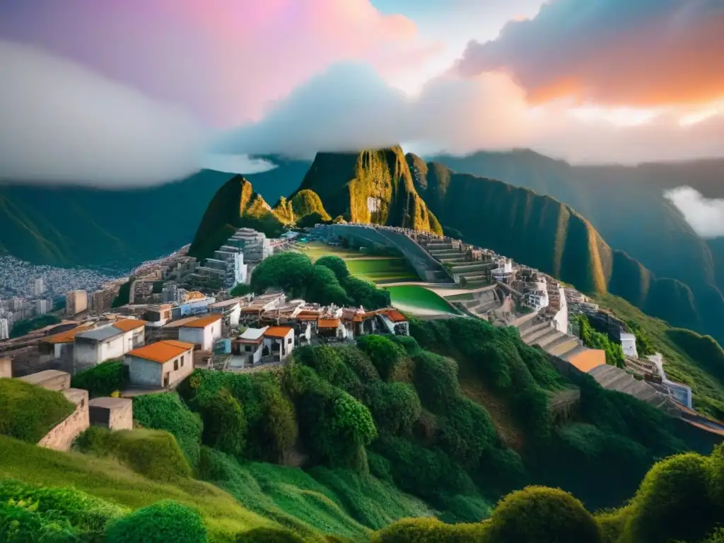 Metrópolis latinoamericana: arquitectura tradicional y moderna en auge Vibrante ciudad latinoamericana con mezcla de arquitectura tradicional y moderna