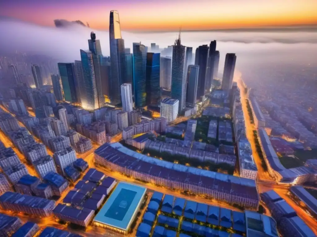 Horizonte urbano moderno en América Latina: desarrollo y crecimiento Vibrante ciudad Latinoamericana con rascacielos, diseño arquitectónico moderno y bulliciosas calles
