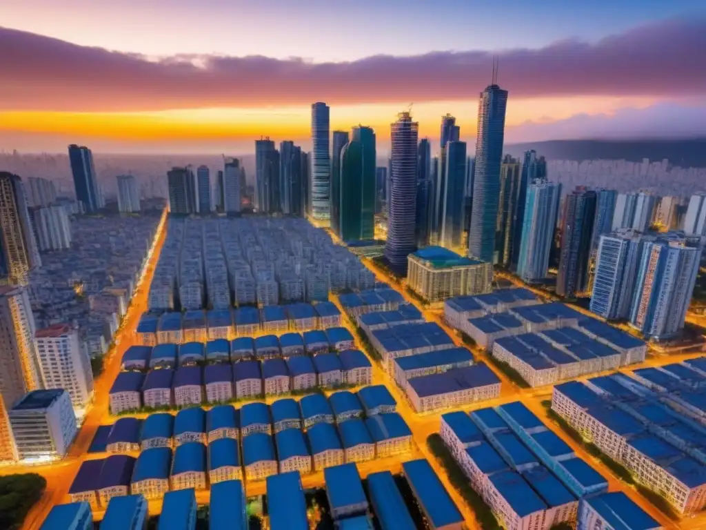 Vibrante skyline urbano en América Latina: vida y real estate Vibrante ciudad latinoamericana con rascacielos, edificios modernos y calles concurridas