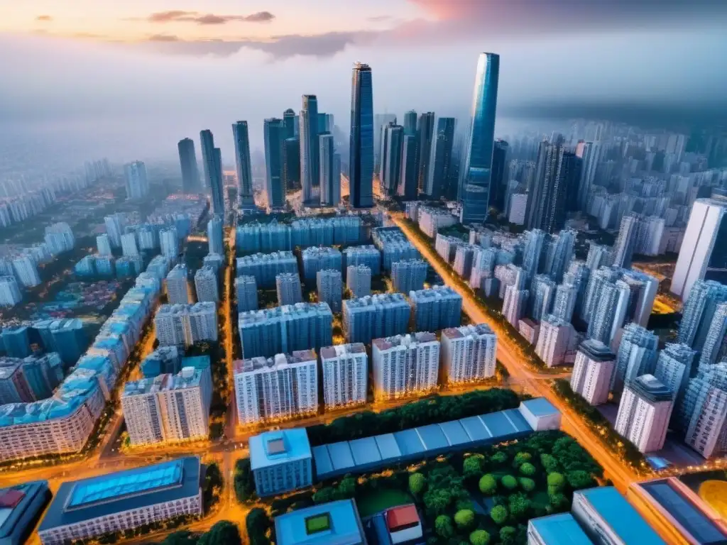 Cityscape latinoamericano: crecimiento urbano y oportunidades de inversión Vibrante ciudad latinoamericana con rascacielos modernos, parques verdes y bulliciosos mercados