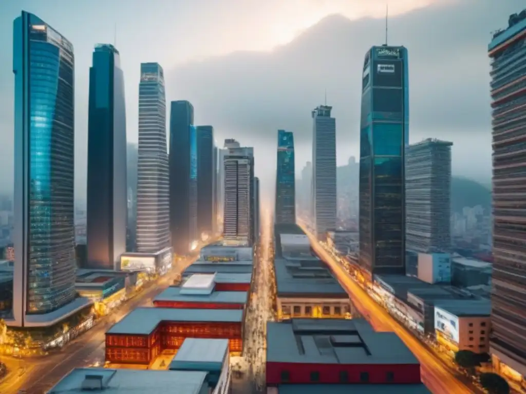 Cityscape vibrante y prometedor en América Latina Vibrante ciudad latinoamericana con rascacielos y arquitectura tradicional