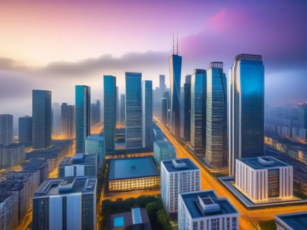 Metrópolis vibrante: mercado inmobiliario próspero en 8k Vibrante ciudad con los mejores mercados inmobiliarios para inversores, lleno de rascacielos y edificios modernos