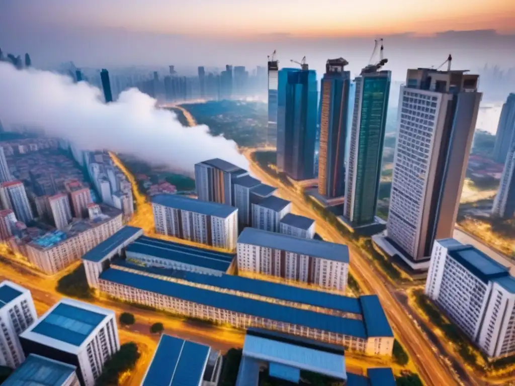 Cityscape en mercados emergentes: crecimiento y oportunidades Vibrante ciudad en mercados emergentes: mezcla de arquitectura moderna y tradicional, reflejo de oportunidades e inversión inmobiliaria