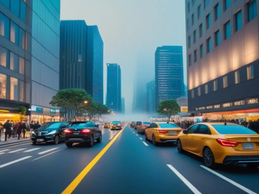 Metrópolis nocturna: luces vibrantes y bullicio urbano Vibrante ciudad nocturna con rascacielos iluminados y bulliciosas calles, reflejo de estrategias de revitalización inmobiliaria internacional