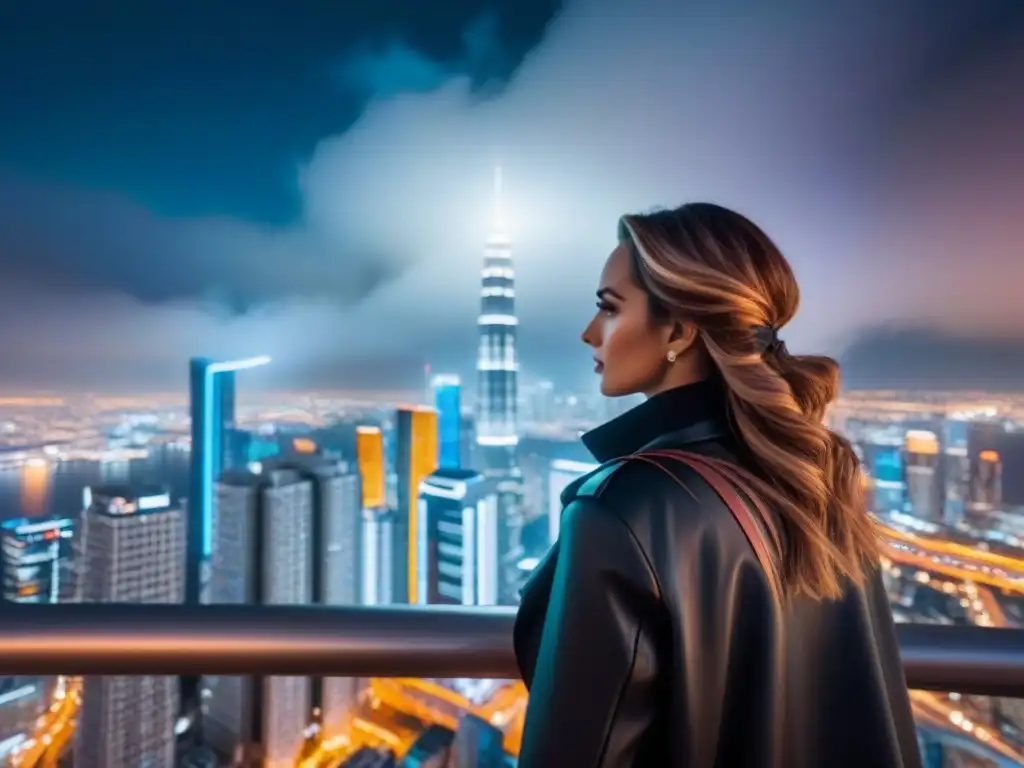 Metrópolis nocturna: luces neón y arquitectura moderna en 8k Vibrante ciudad nocturna con rascacielos iluminados por luces de neón, reflejando la Inteligencia de Ubicación en Inversiones