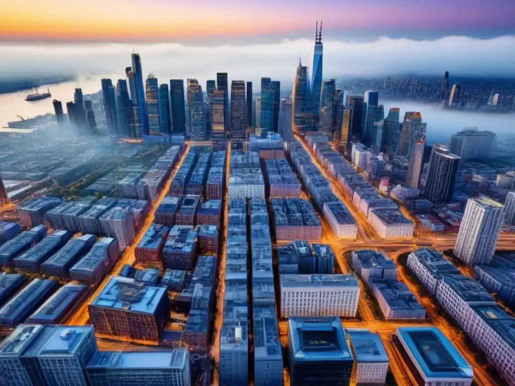 Oportunidades inmobiliarias: skyline urbano vibrante Vibrante ciudad postcrisis llena de oportunidades inmobiliarias internacionales