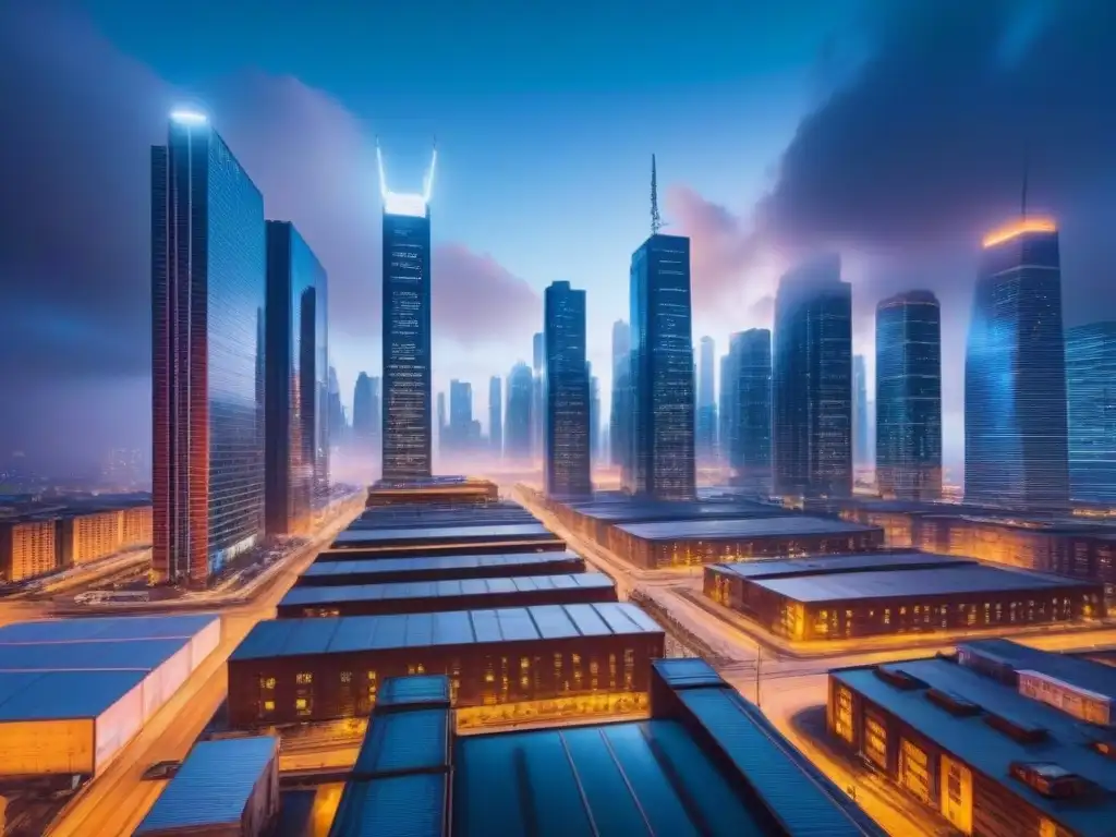 Metrópolis futurista postindustrial: inversión inmobiliaria dinámica Vibrante ciudad postindustrial con inversiones inmobiliarias en ciudades postindustriales