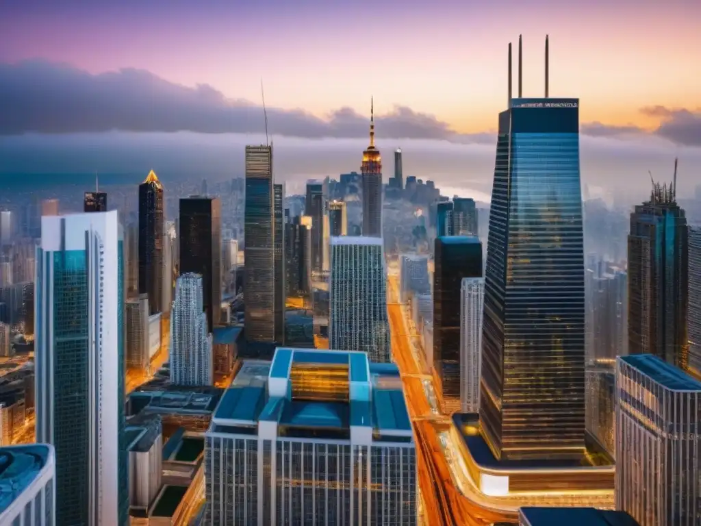 Metrópolis lujosa: símbolo de la riqueza en bienes raíces internacionales Vibrante ciudad con rascacielos y arquitectura moderna, ideal para estrategias inmobiliarias internacionales inversionistas