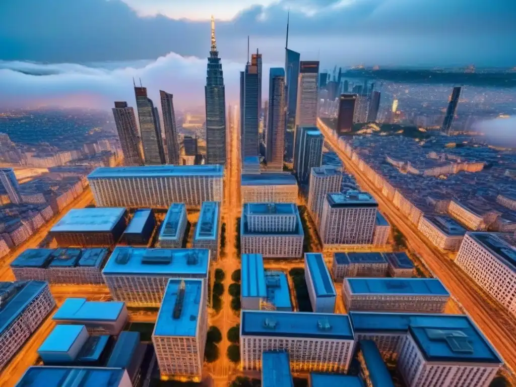 Inversión inmobiliaria internacional: Ciudad vibrante con rascacielos modernos y arquitectura histórica Vibrante ciudad con rascacielos y arquitectura histórica, ideal para inversores en Due Diligence inmobiliaria internacional