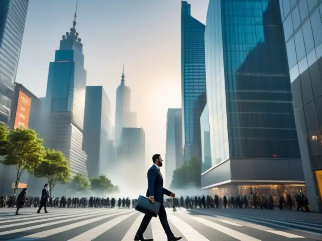 Cityscape moderno: rascacielos de vidrio en 8k Vibrante ciudad con rascacielos de cristal reflejando la luz del sol, mostrando actividad empresarial