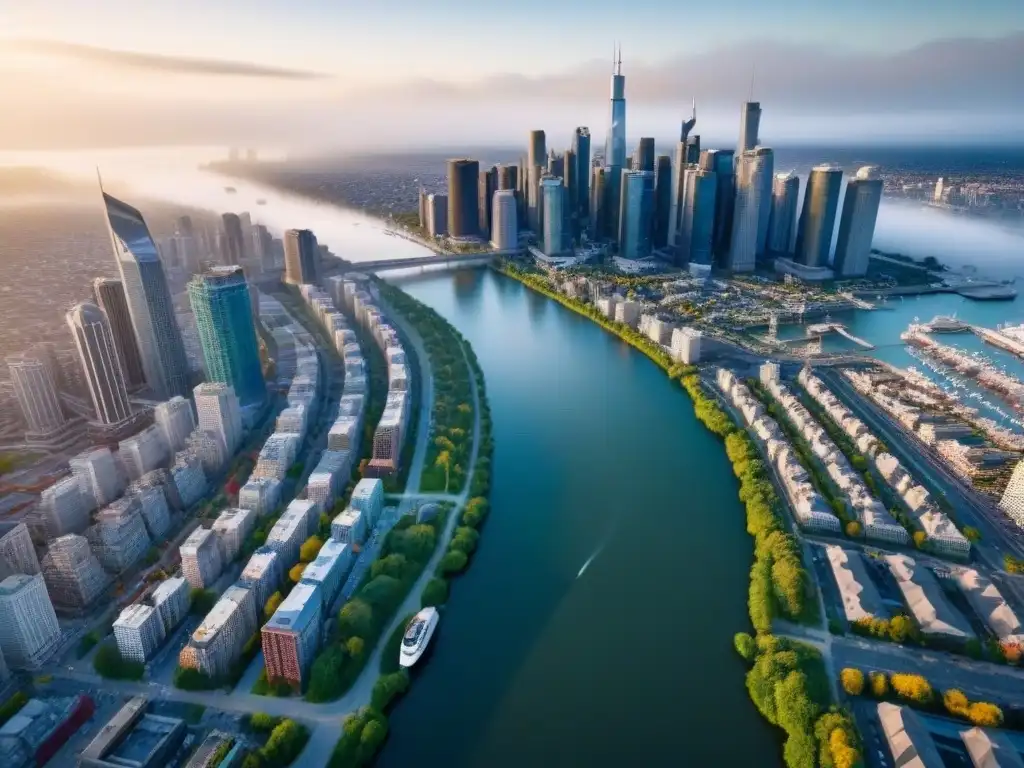 Vibrante ciudad turística en América del Norte Vibrante ciudad en Norteamérica con rascacielos, desarrollo urbano y diversidad, reflejando la inversión inmobiliaria turismo Norteamérica