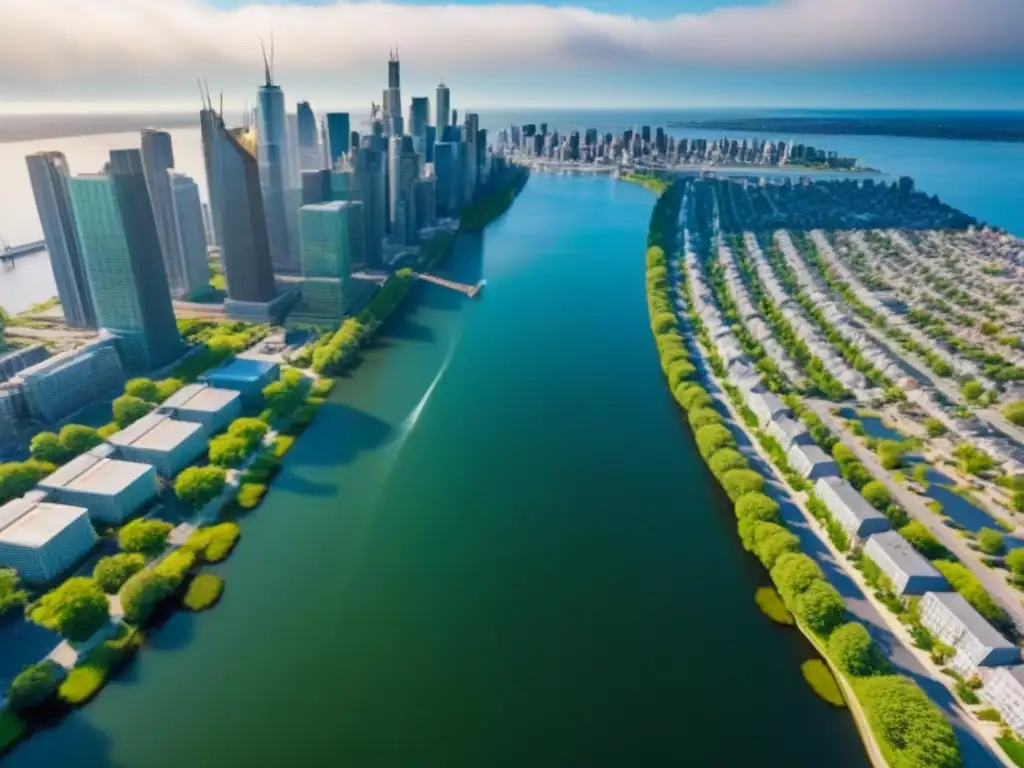 Metrópolis dinámica: oportunidades de inversión inmobiliaria en América del Norte Vibrante ciudad con rascacielos y espacios verdes, simbolizando oportunidades inversión mercado inmobiliario internacionales
