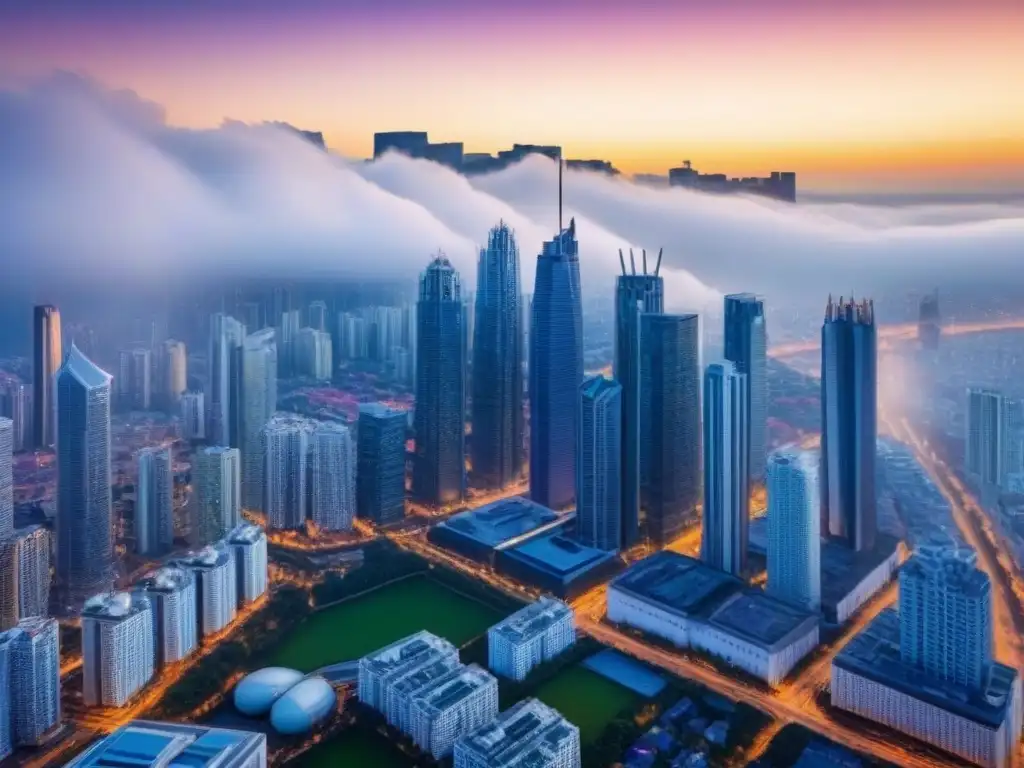 Contraste urbano: real estate en 2023 Vibrante ciudad con rascacielos modernos y arquitectura tradicional, reflejando los Mejores mercados inmobiliarios internacionales 2023