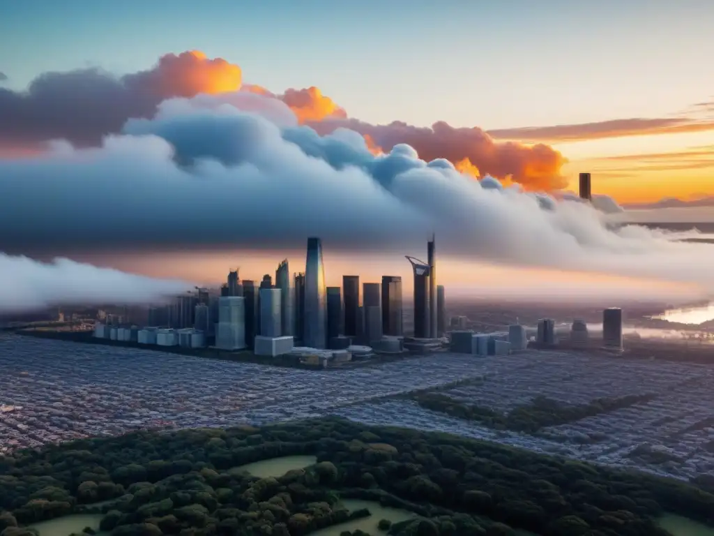 Inversión inmobiliaria: skyline urbano en crecimiento Vibrante ciudad con rascacielos modernos, muestra potencial de reinversión estratégica en ingresos de alquiler inmobiliario