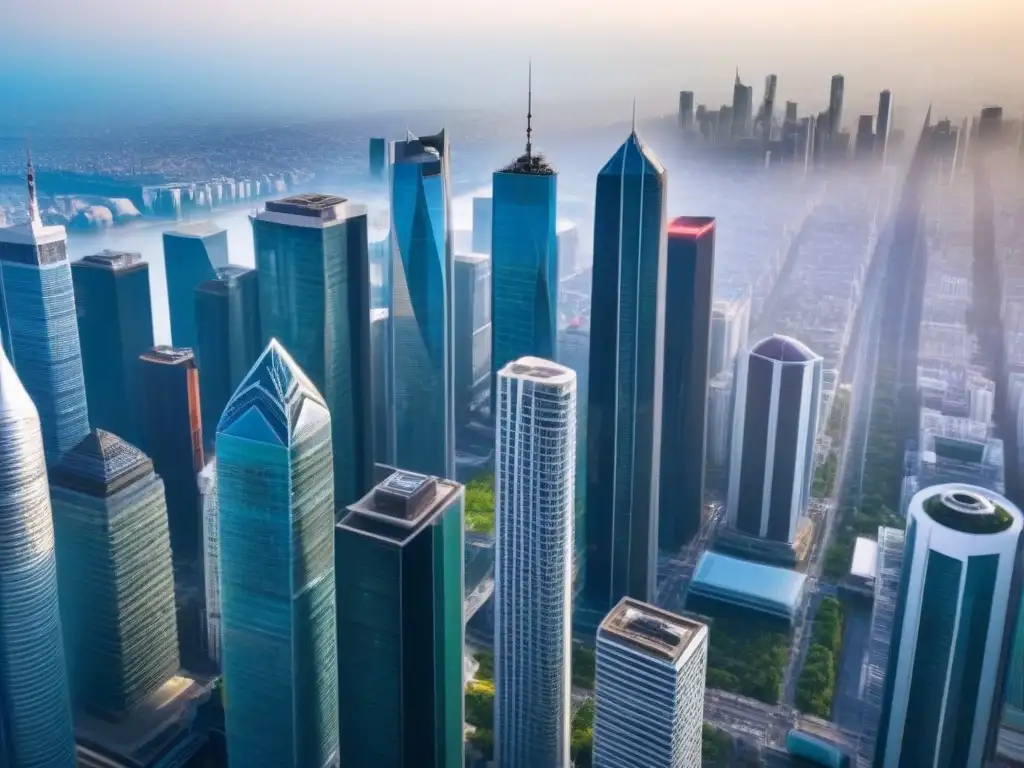 Metrópolis vibrante: ciudad moderna en pleno auge Vibrante ciudad con rascacielos modernos, reflejando crecimiento y la adquisición de REA Group News Corp