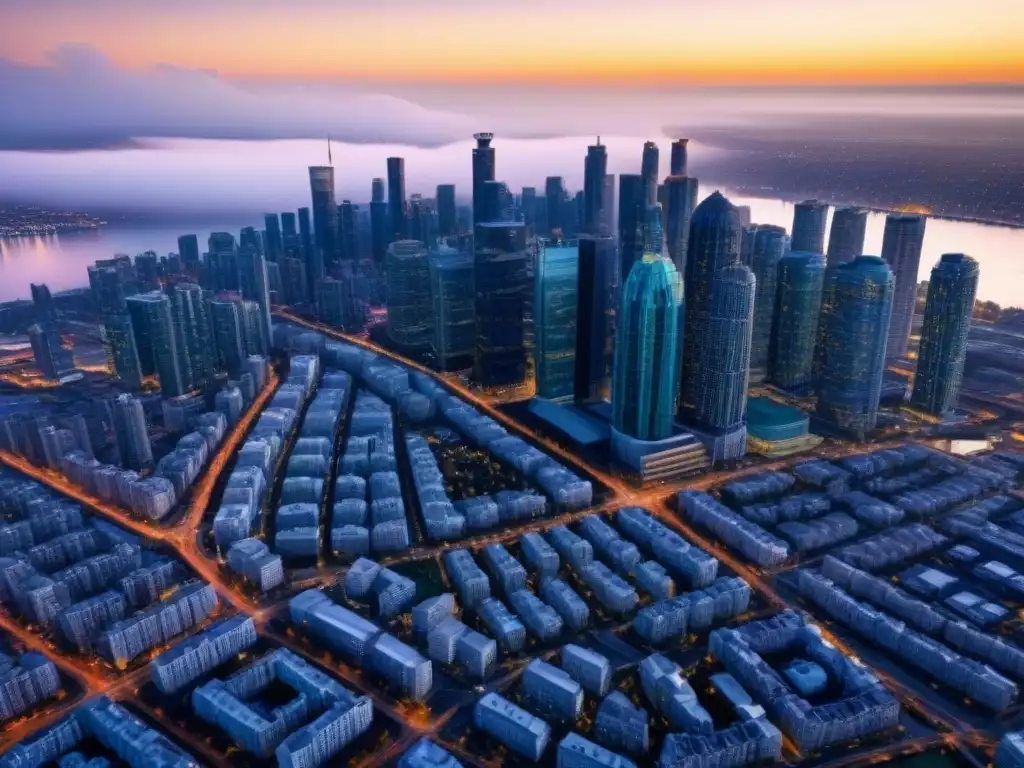 Espectacular panorama urbano: crecimiento inmobiliario en Canadá Vibrante ciudad con rascacielos modernos, reflejo del mercado inmobiliario internacional Canadá