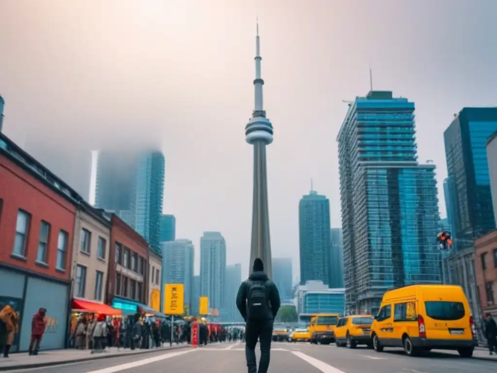 Toronto multicultural: CN Tower y diversidad urbana Vibrante ciudad de Toronto: Torre CN, rascacielos modernos, diversidad étnica, arte callejero
