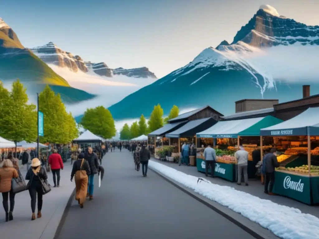 Vibrante ciudad canadiense: modernidad, naturaleza y diversidad Vibrante ciudad de Canadá con rascacielos modernos, parques verdes y gente diversa