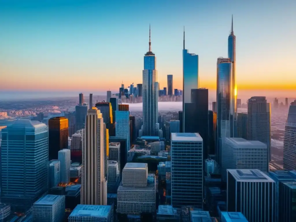 Skyline urbano: inversión inmobiliaria internacional Vibrante ciudad con rascacielos, profesionales y oportunidades de Inversiones inmobiliarias internacionales para principiantes