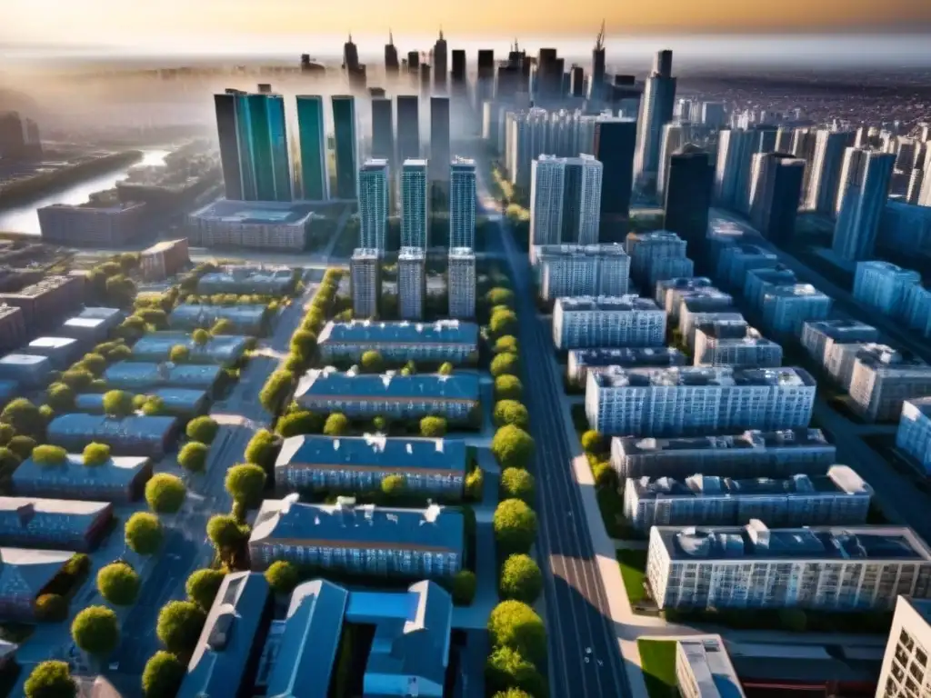 Metrópolis vibrante: cielo urbano y real estate en alta Vibrante ciudad con rascacielos residenciales y energía urbana