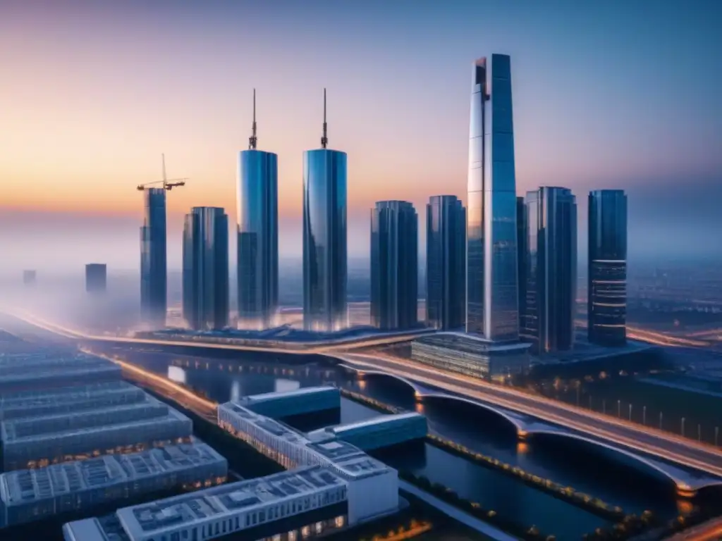 Horizonte futurista de Europa del Este: innovación urbana en 8K Vibrante ciudad de Europa del Este, reflejo del progreso en inversión inmobiliaria
