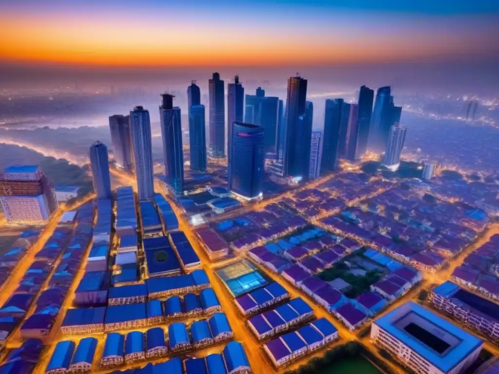 Esplendor urbano africano: horizonte moderno en SubSahara Vibrante ciudad de África Subsahariana: rascacielos, mercados y arquitectura única al atardecer