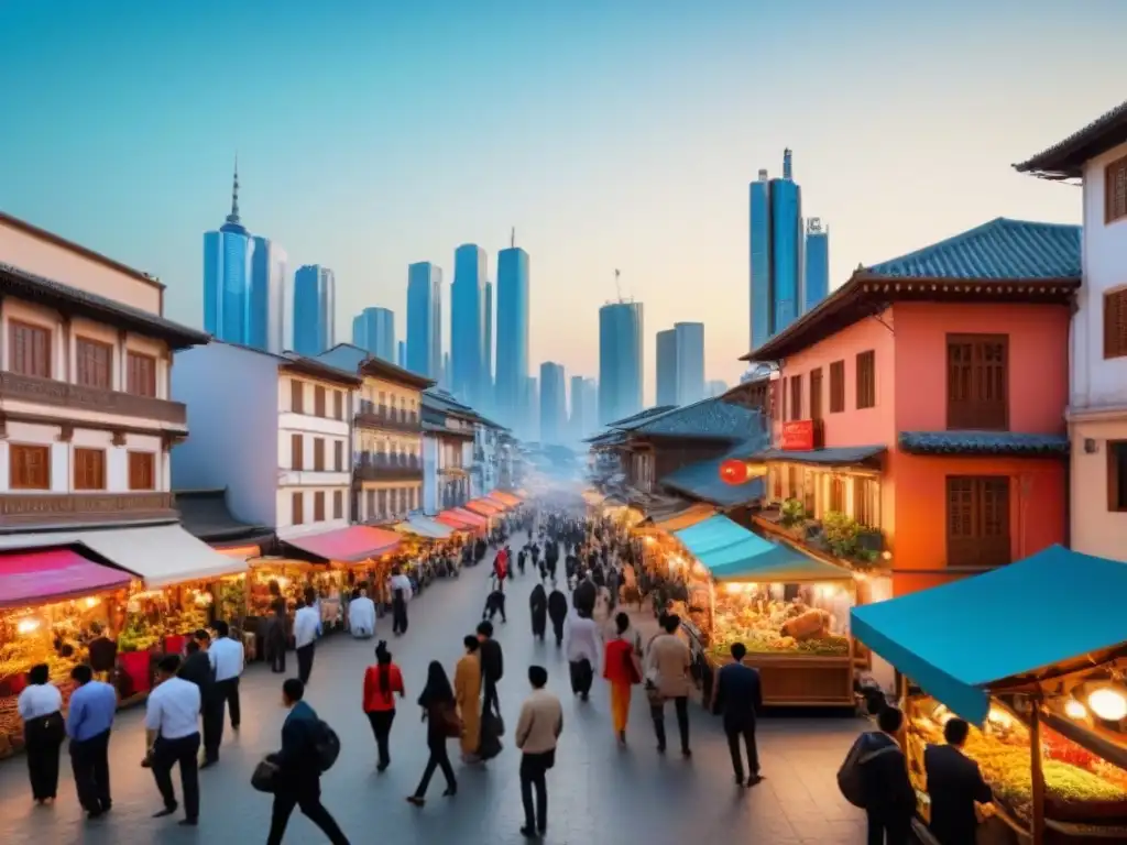 Horizonte urbano dinámico en Sudeste Asiático Vibrante ciudad del Sudeste Asiático capturando la energía urbana con impacto del trabajo remoto en mercado inmobiliario