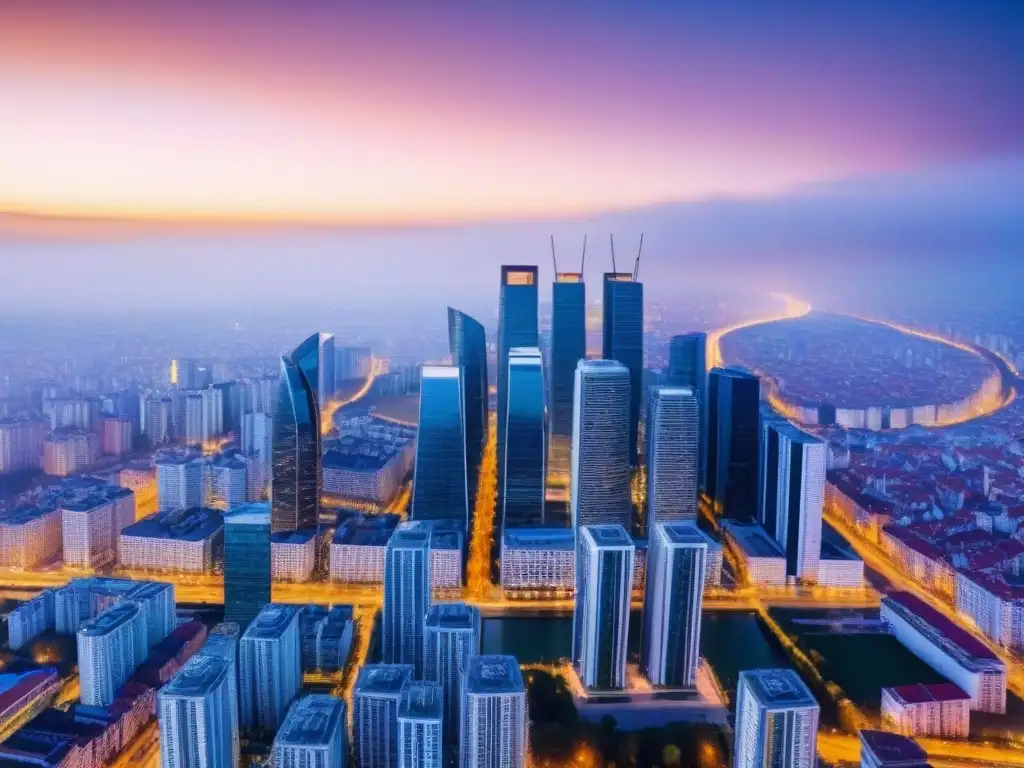 Metrópolis europea: innovación blockchain en bienes raíces Vibrante ciudad de Europa del Este con tecnología blockchain en transacciones inmobiliarias