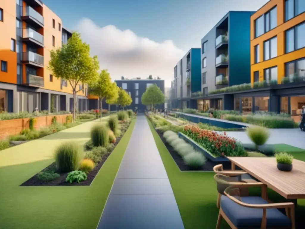 Comunidad vibrante en metrópolis moderna Vibrante ciudad urbana con cohousing y tendencia en mercado inmobiliario
